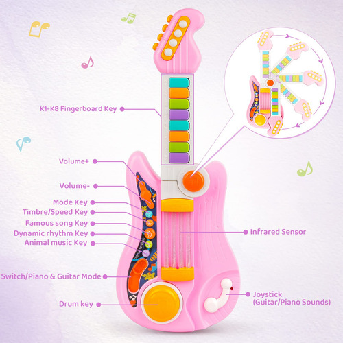 Instrumento Musical Twfric Kids, Guitarra Eléctrica 2 En 1,
