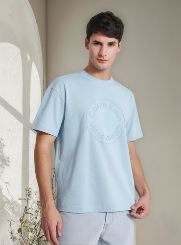 Polera Embroidered Emblem Celeste Calvin Klein