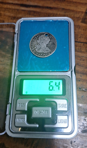 Moneda Potosi 2 Reales Año 1777 Pr Plata Buena Perforada (Usado)