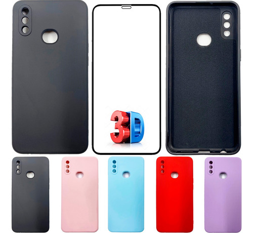 Kit Película 3d + Capa Silicone Veludo Compatível A10s A107m