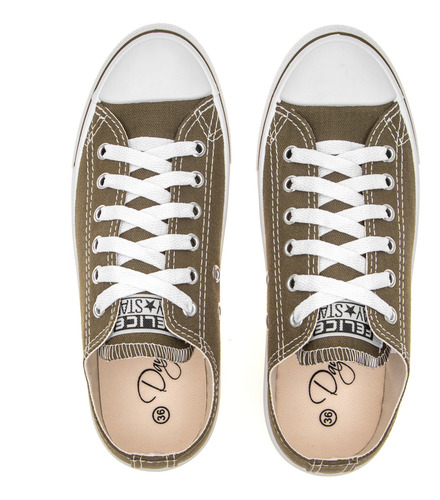 Tênis All Day Felice Casual Branco Bronze Star Lona Clássic
