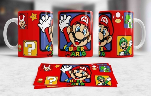 Plantillas Sublimación Tazones Mario Bross 12 Diseños Tazas