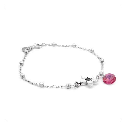 Pulsera Plata 925 Con Dije Y Crisal Swarovski Agalea Mujer