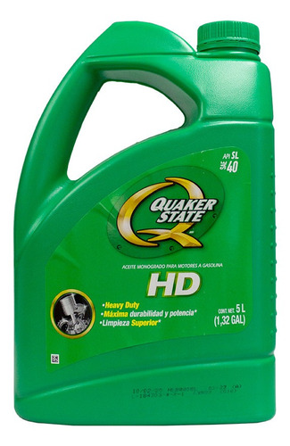 Aceite Quaker Monogrado Hd Sae 40 Garrafa 5 Lts