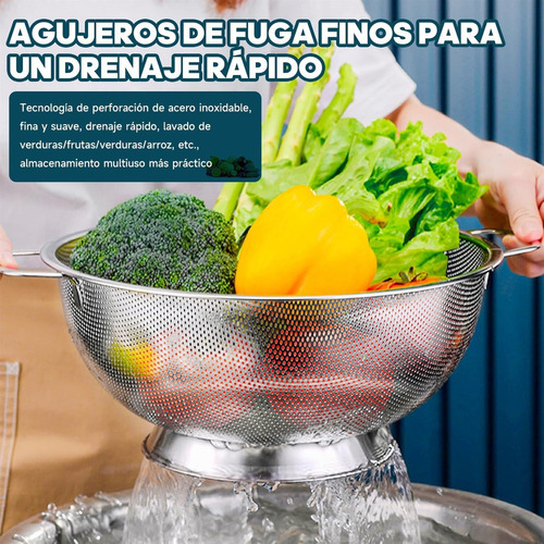 Colador De Acero Inoxidable, 2 Piezas Escurridor De Verduras