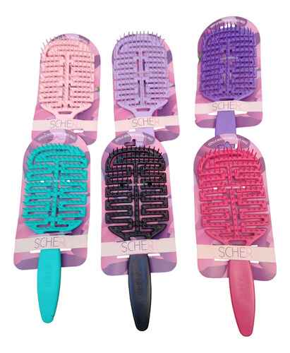 Cepillo Anti Frizz Rectangular X 6 Unid Surtido