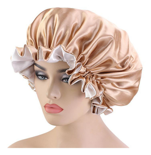 Gorro De Seda Satinado Con Banda Elástica Reversible Caqui