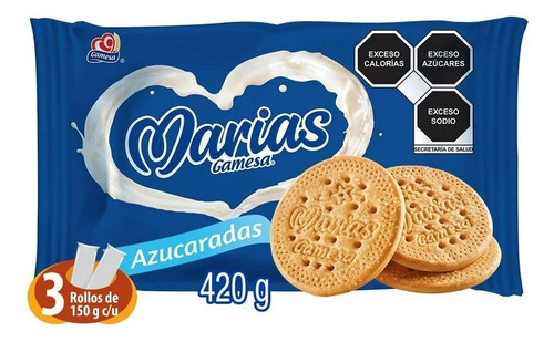 5 Pzas Galletas Marías Gamesa Azucaradas 3 Rollos De 150 G C