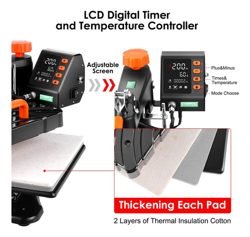 Akeydiy Máquina De Prensa De Calor 8 En 1 Mejorada Combinada Digital Multifuncional De Impresión De Camisetas Por Sublimación Máquina De De Calor De 12 X 15 Pulgadas, Máquina De