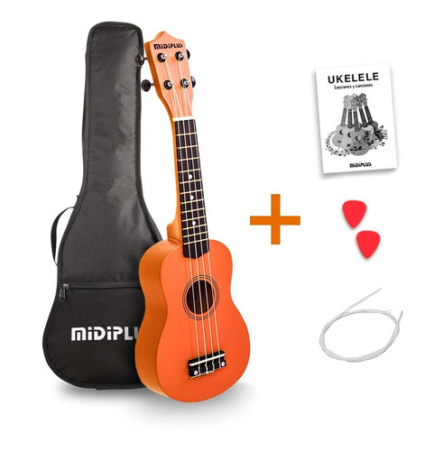 Imagen 1 de 10 de Ukelele Soprano Midiplus Madera Varios Colores + Funda