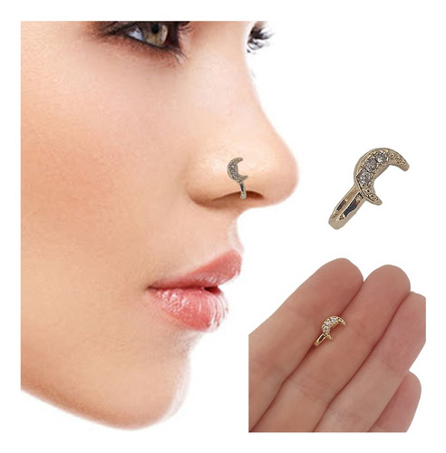 Falso Septum Piercing Cristales Acero Quirurgico 316l Dorado