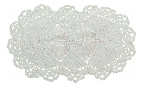 Carpeta Crochet Ovalada Hilo Fino De Algodón Blanco