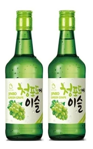 2 Bebida Coreana Soju Chum Churum Uva Verde 360ml Jinro Plum