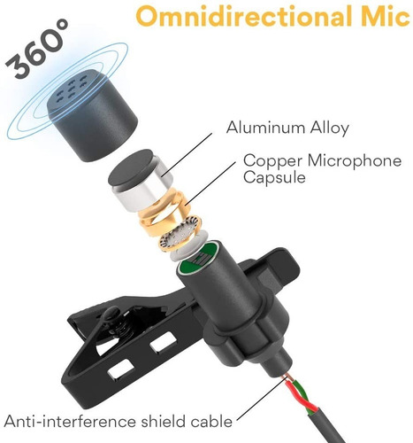 Micrófono Celular Corbatero Doble Solapa 6 Metros De Cable