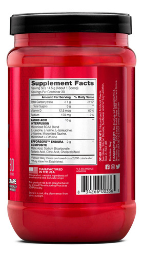 Bsn Amino X Proteína Suplemento En Polvo Grape X 435gr 3c