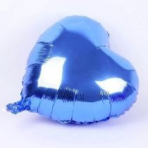 Balão Metalizado Coração Azul 45x45cm - Kit C/ 10 Balões