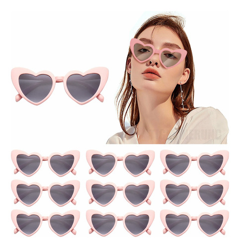 10pz Gafas De Sol Corazón Accesorios Moda Niñas Mujer Lentes