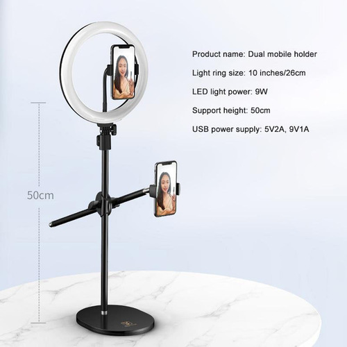 10 Pulgadas Led Selfie Soporte Para Teléfono Doble