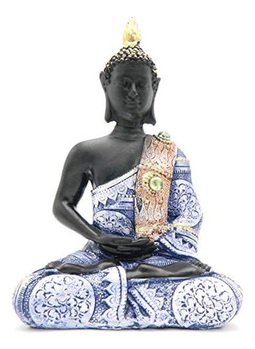 Estatua De Buda Vestido De Cuerpo Negro Azul Antigüedades  8