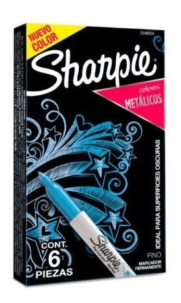 Caja 12 Marcadores Sharpie Plumones Metálicos Punta Fina