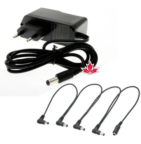 Imagem 1 de 6 de Kit Fonte 9v 1a Bivolt + Cabo Extensor Mxt P/ 4 Pedais