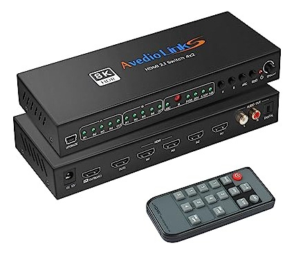 Switch Hdmi 8k@60hz 4x2 Con Audio Extractor Y Control Remoto
