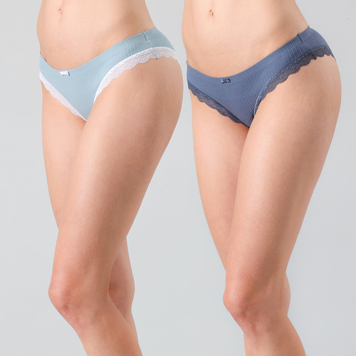 Pack 2x Calzon Bikini Rib Sin Costura Mujer Flores 25156-191