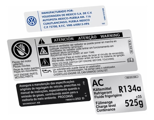 Kit Adesivos Etiquetas Motor Volkswagen Jeta Golf Passat