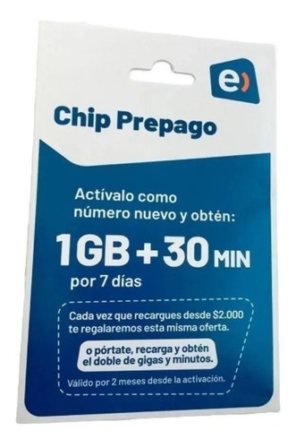 Chip Prepago X1 Entel Portatetumismo 1,5 Gb + Redes Sociales