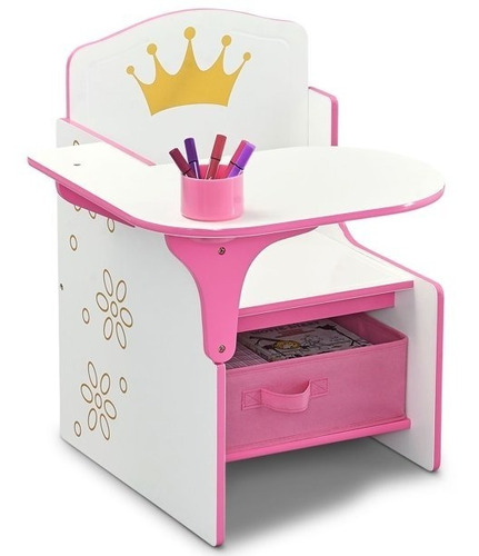 Escritorio Pupitre De Madera Infantil Corona Princesa