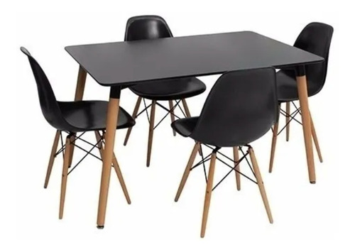 Juego Comedor Eames 120cm + 4 Silla Dsw Outlet