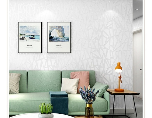Imagen 1 de 4 de Papel Tapiz Blanco Geometrico Sala Comedor Recamara 3d