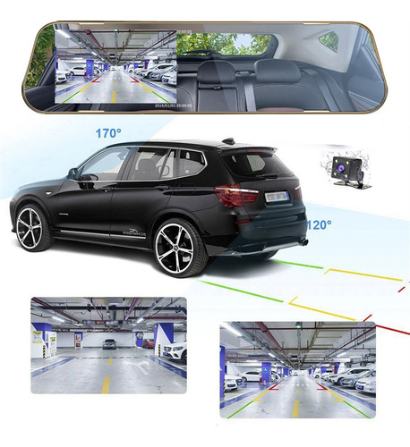 Cámara Dvr Dual Lente Cámara De Coche Retrovisor Grabador