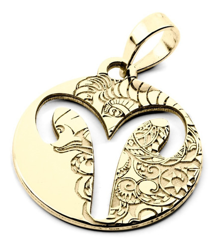 Dije Aries Signo Zodiacal Oro Solido 14k Laser 2cm