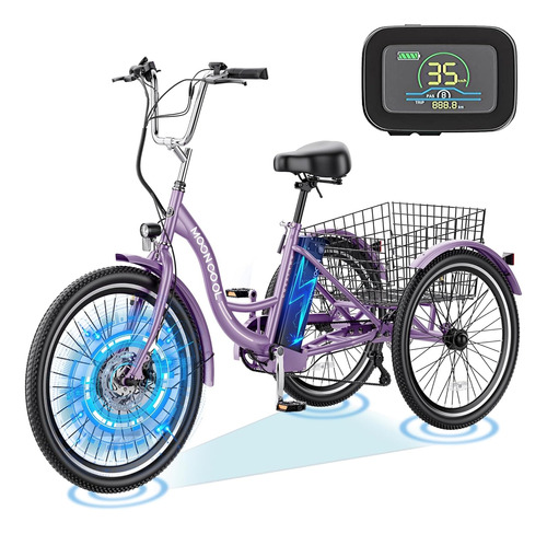 Triciclo Electrico Para Adultos 24p 350w 7 Velocidad Lila