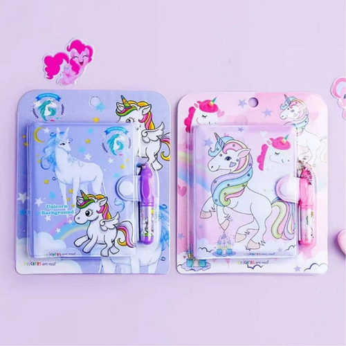 Kit Mini Caderno Bloco De Notas Com Mini Caneta-unicórnio