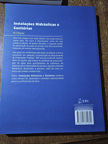 Livro Instalações Hidráulicas E Sanitárias (Usado)
