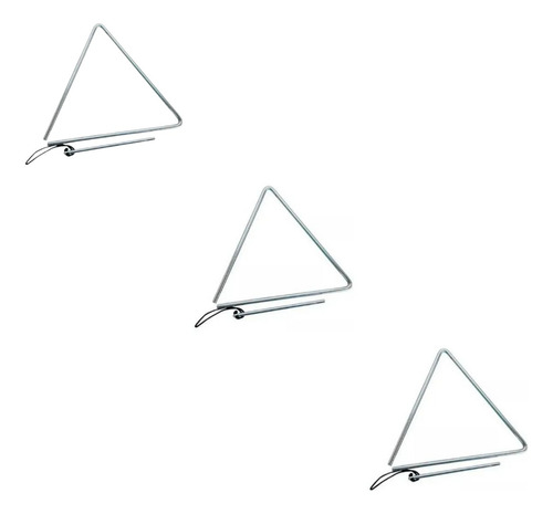 Kit 3 Triângulo Phx Music 25cmx8mm 79 Cromado Batedor Cordão