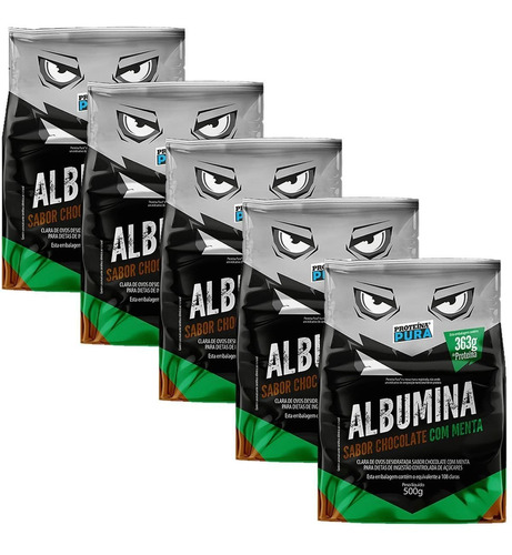 Kit 5x Albumina - 500g Chocolate Com Menta - Proteína Pura