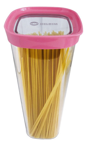 Pote Hermético 2000 ml Para Macarrão Espaguete Cor Rosa