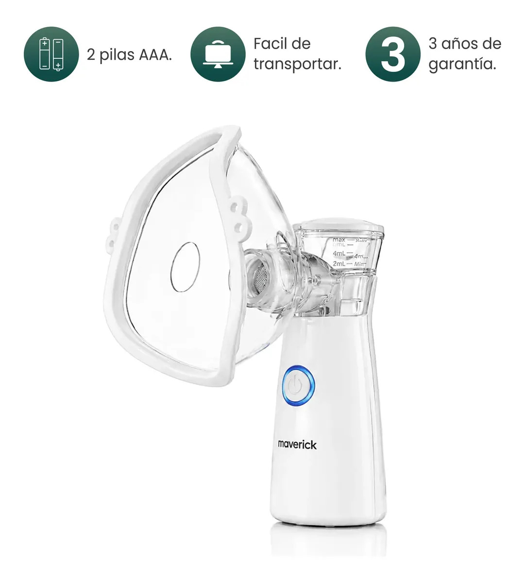 Nebulizador Portátil Inalambrico Maverick Mesh Blanco
