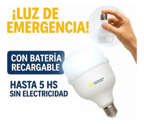 Lampara Led Luz Emergencia 40w Rosca Común E27 Foco Autónoma Luz Fría Se Enciende De Forma Automática Durante Un Corte #tribunales