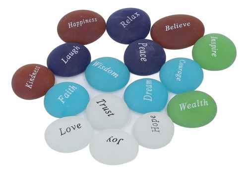 Color Lucky Stone, 16 Piezas De Piedras Inspiradoras, Mixtas