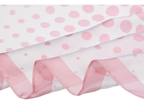 Pañuelo Cuadrado Mujer De Lunares Bufanda De Cuello 70x70cm Color Pink White Diseño De La Tela Polka Dots