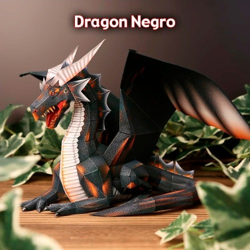 Dragon Negro Papercraft Armado De Papel 3d