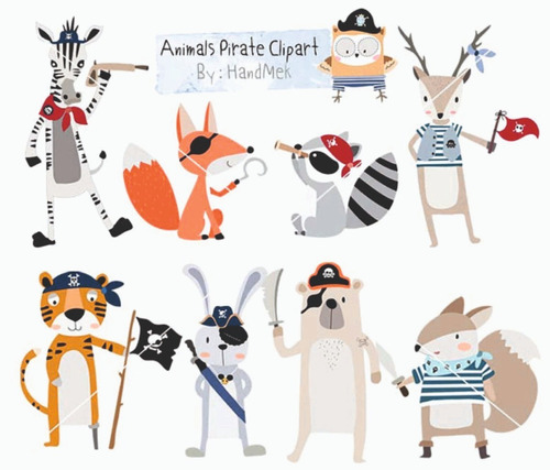 Papeles Digitales - Animales Pirata 2 - Clipart