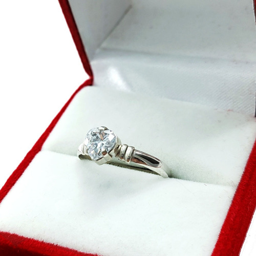 Imagen 1 de 7 de Anillo Cintillo Solitario Cubic Compromiso Boda Plata 925