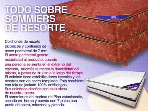 Sommier Colchon 2 Dos Plazas Espuma 190 X 130 Somier