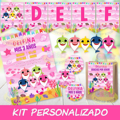 Kit Imprimible Baby Shark Nena Personalizado