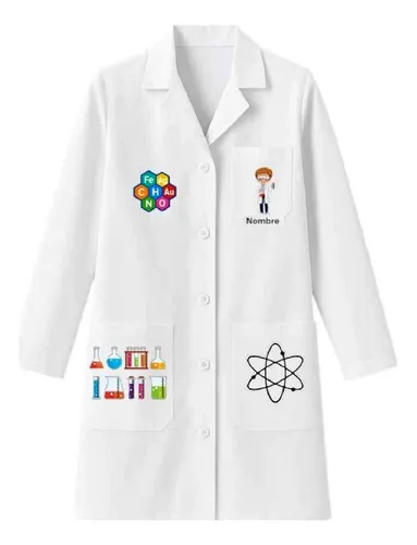 Bata Kit De Científico Científica Personalizada Nombre, Gafa